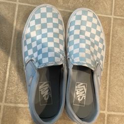 Light Blue Checkered vans 
