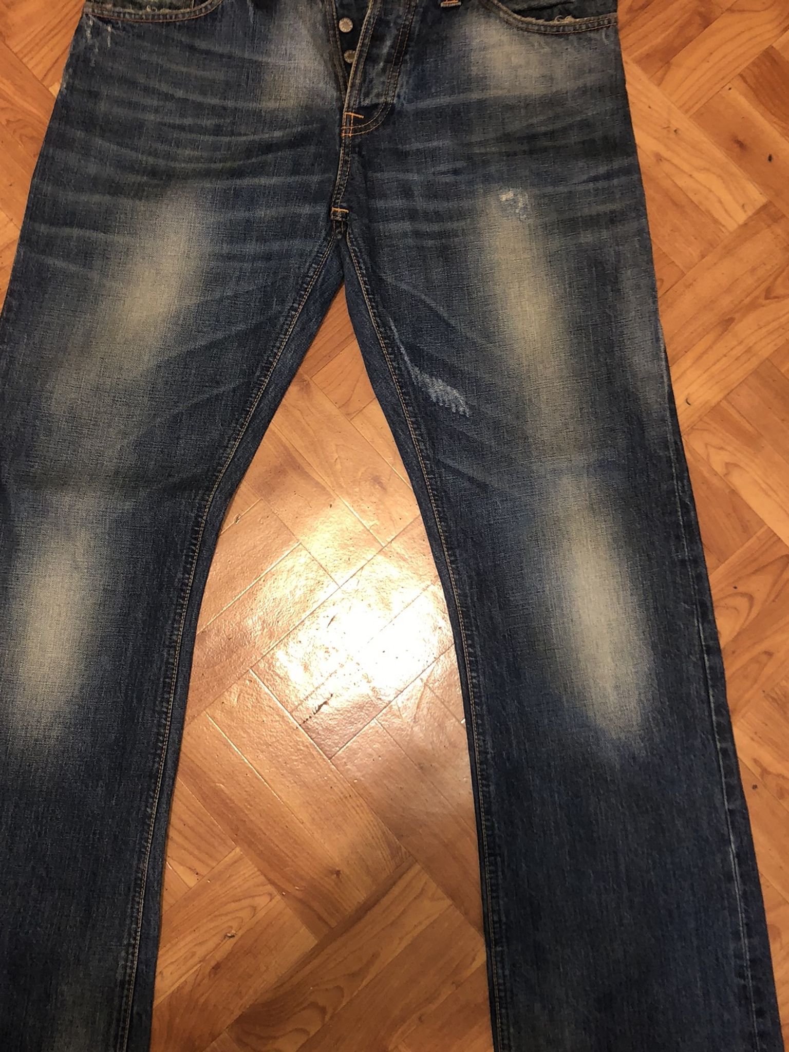 $235 Nudie Jeans Mens Denim Premium Selvage Button Fly Regular Ralf Alf Straight