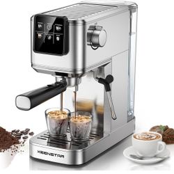 Keenstar Espresso Machine 20Bar, Hot & Iced Coffee Machine with Rapid Cold Brew, Espresso Maker with Steam Wand, Touch Screen with 37 oz Water Tank fo