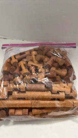Lincoln Logs Wooden  Pieces Bulk Lot