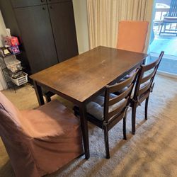 Dining Table with 4 Chairs and Bench