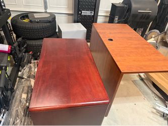 Desk and cabinet
