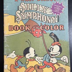 Vtg Mickey Mouse Presents A Walt Disney Silly Symphony Book To Color 1930'S #660