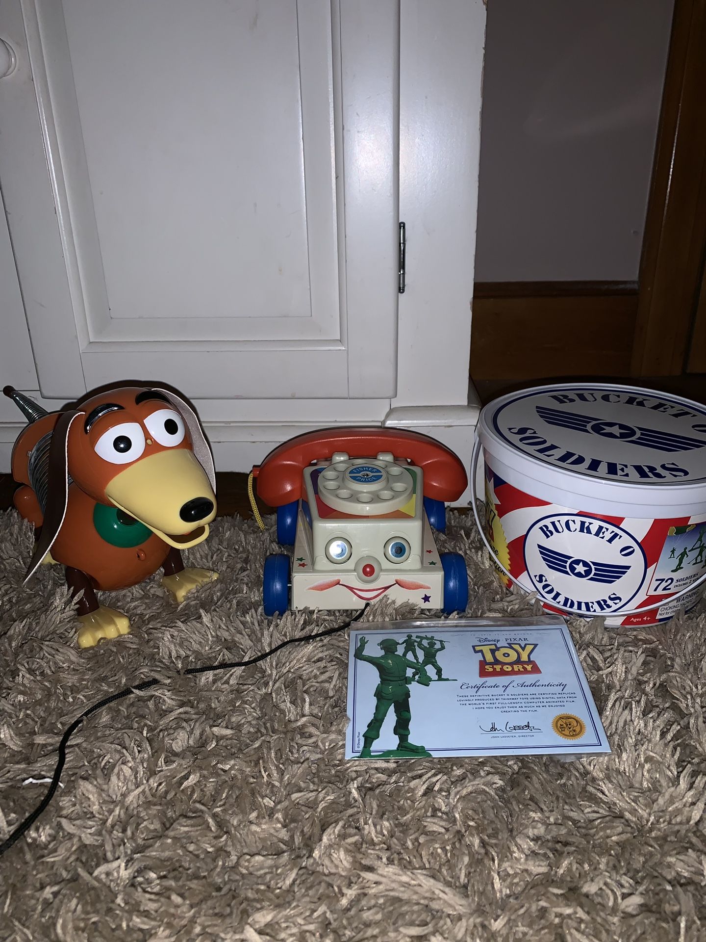 Toy Story Slinky Dog, Chatter Phone, and Collection Bucket O Soldiers