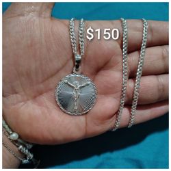 Real 925 Sterling Silver Chain With The Pendant/Cadena Con Dije De Plata 925