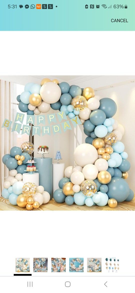 Dust Baby Blue Balloon Arch Kit And Foil Fridge Curtains For Birthday, and Babyshower, Gender Reveal Or Any Occasion