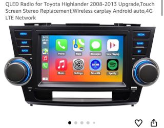 QLED Radio for Toyota Highlander 2008-2013 Upgrade,Touch Screen Stereo Replacement,Wireless carplay Android auto,4G LTE Network