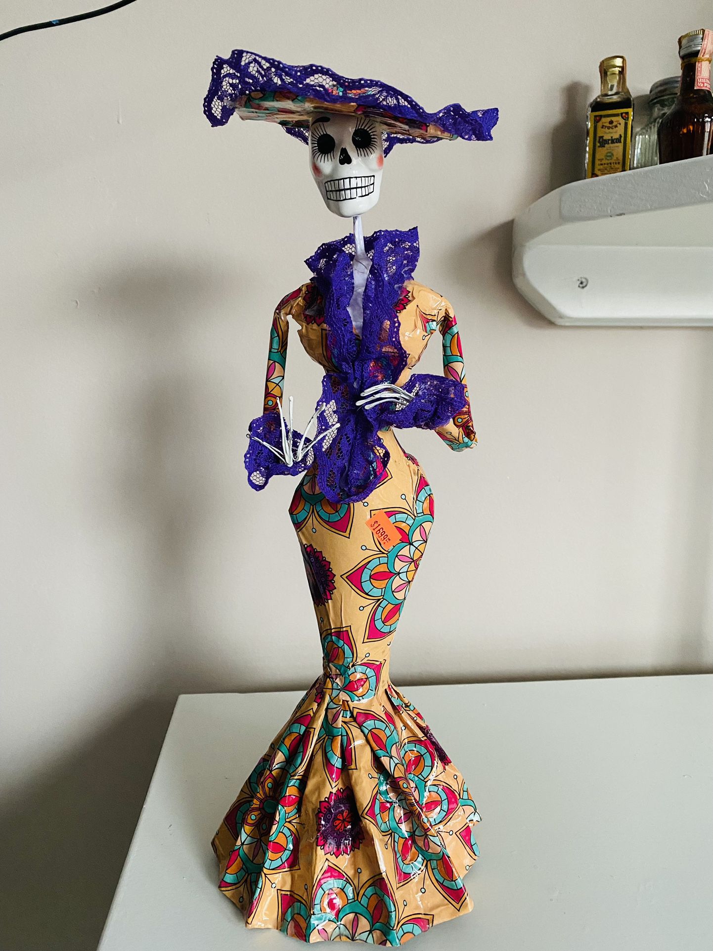 Catrina, Day of the Dead, CATRINA with Hat, Paper Mache, Dia de los Muertos Doll