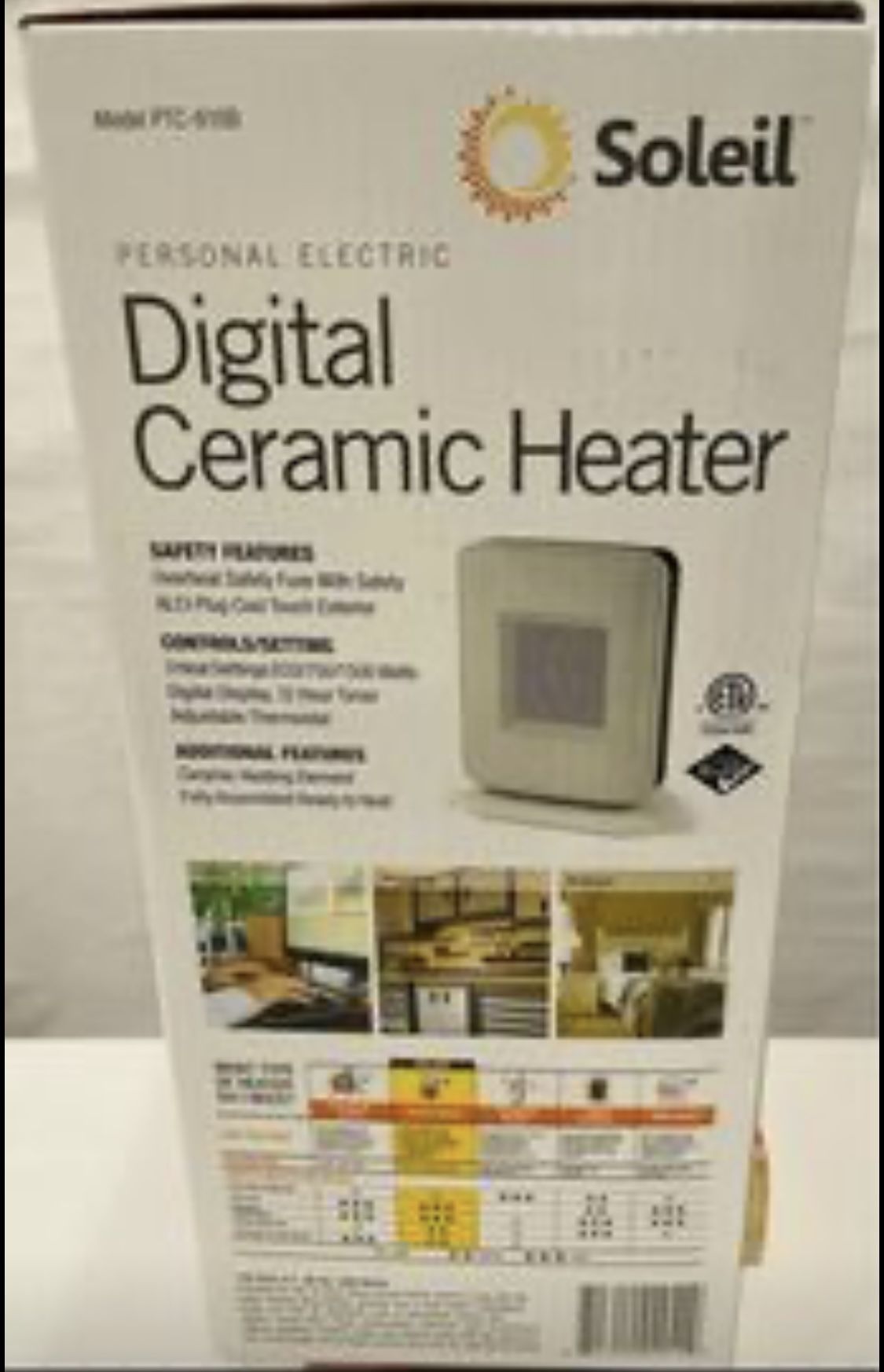 Soleil Digital Electric Portable Ceramic Space Heater, PTC-910B