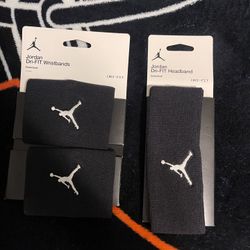 NEW Jordan Dri-FIT Headband + Wristbands (Black/White Jumpman)