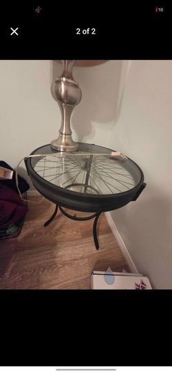 Side table, bicycle spindle design