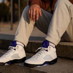 Nike Air Jordan 5 retro white black dark Concord DD0587-141 Mens size 10.5