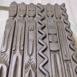 3 Antique  Carved Wood African Wall Pieces