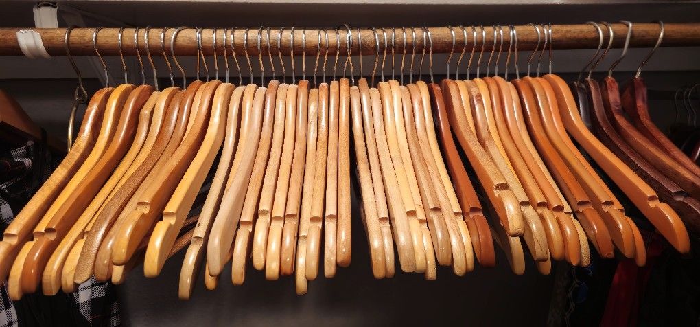 50 Wood Blonde Hangers Plus Some Extras