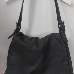 Coach #7424 Mercer Black Twill Nylon Leather Trim Shoulder Bag Handbag vintage