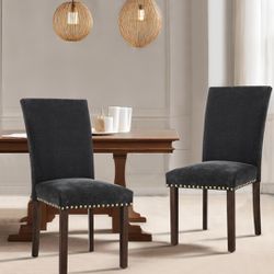 COLAMY Upholstered Parsons Dining Chairs Set of 2