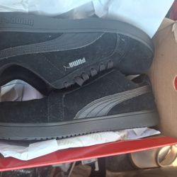 NEW IN THE BOX PUMA BLK ON BLK GYM SHOES WORK STEEL TOE