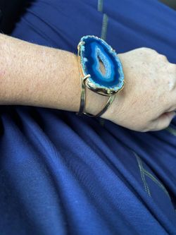 gold platet 18 bracelet quartzo blue