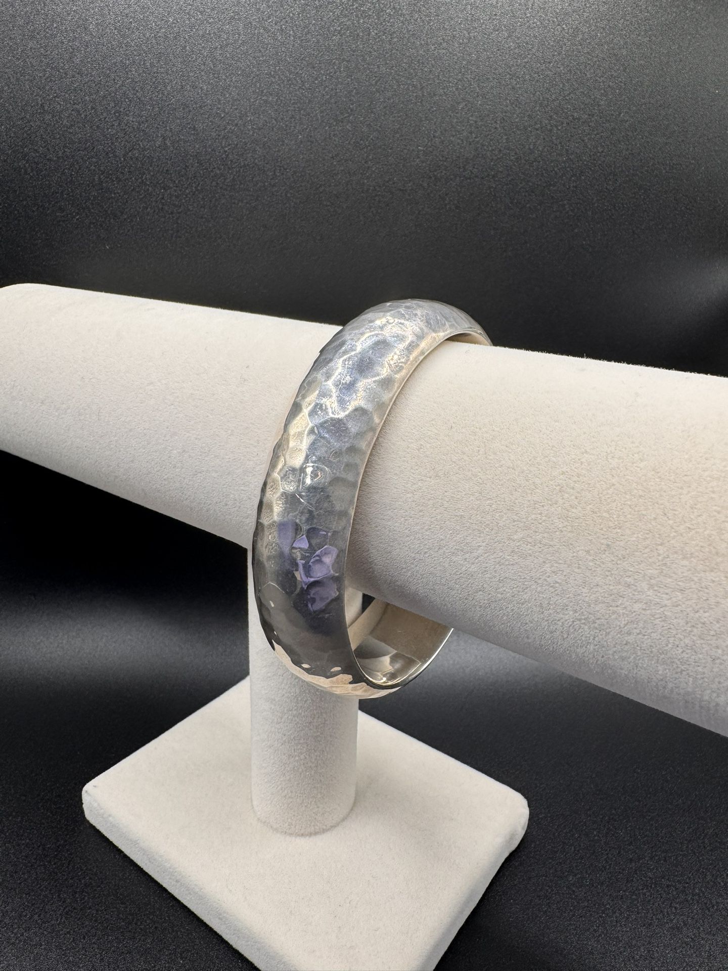 Sterling Silver Heavy Hammered Bangle Bracelet