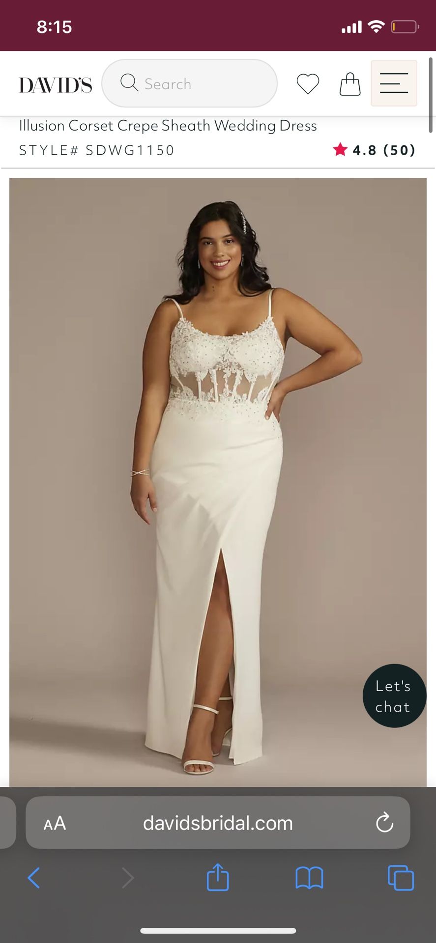 Wedding Dress Size 20 David’s Bridal