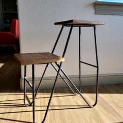 Double Wood And Modern Metal End Table