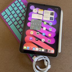  iPad Mini 6th Generation 64Gb pink Zagg Keyboard, Pen, Case, earphone  and Charger 