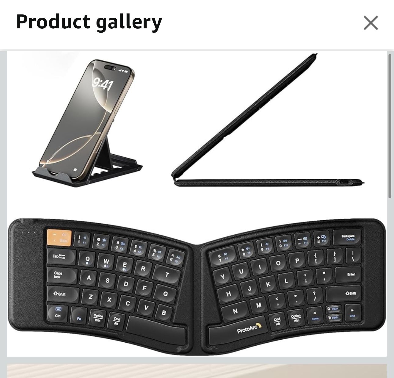 ProtoArc Ergonomic Foldable Keyboard, XK03 Split Folding Travel Bluetooth Keyboard, Ultra Slim, Portable for iPad, iPhone, Tablet, Laptop, PC