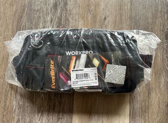 WORKPRO 12" Close Top Wide Mouth Tool Storage Rubber Base Pocket Bag W081020AE