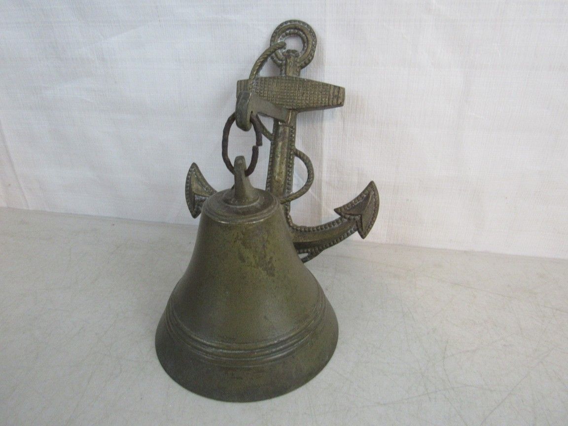 Nautical Anchor Mount Ships Solid Brass Vintage Bell


