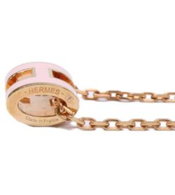 Authentic Hermes mini Pink Pop H pendant necklace