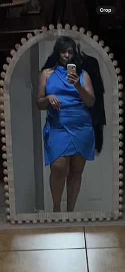 Blue satin dress