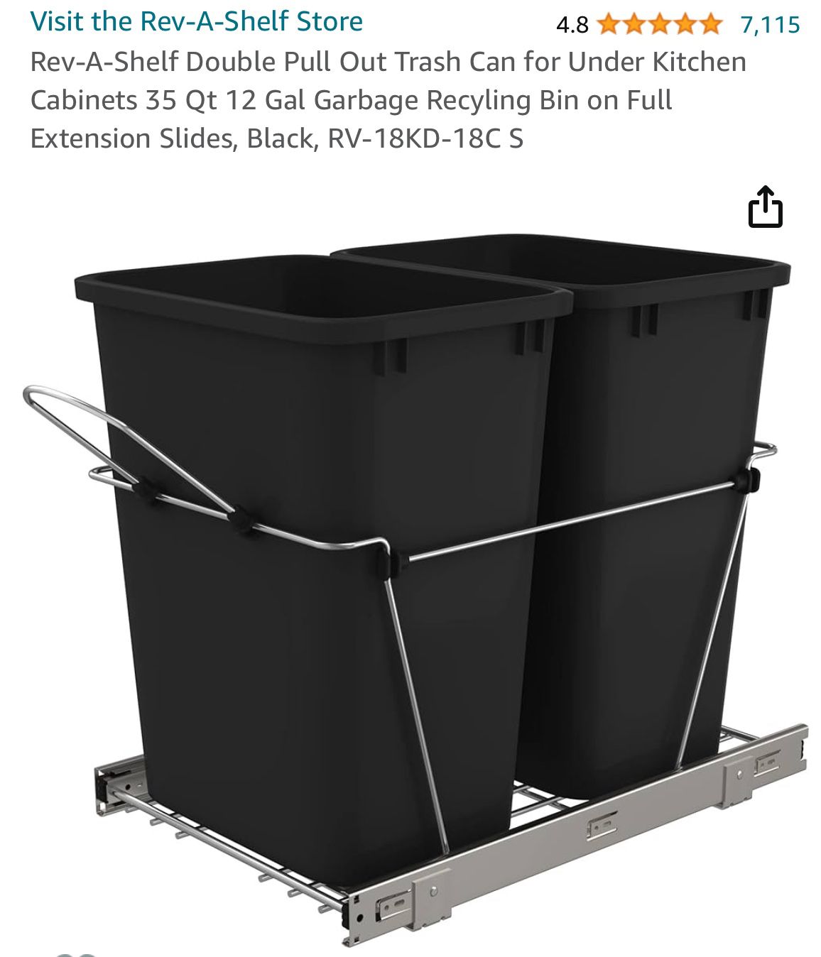 Rev-A-Shelf Double Trash Can Pull Out