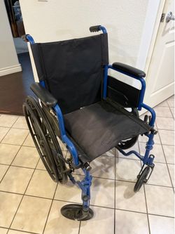 Drive Medical Blue Streak Foldable Wheelchair, Leg Rests, 18" Seat Foldable Wheelchair