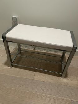 2-Rack Shoe Bench Chrome/White