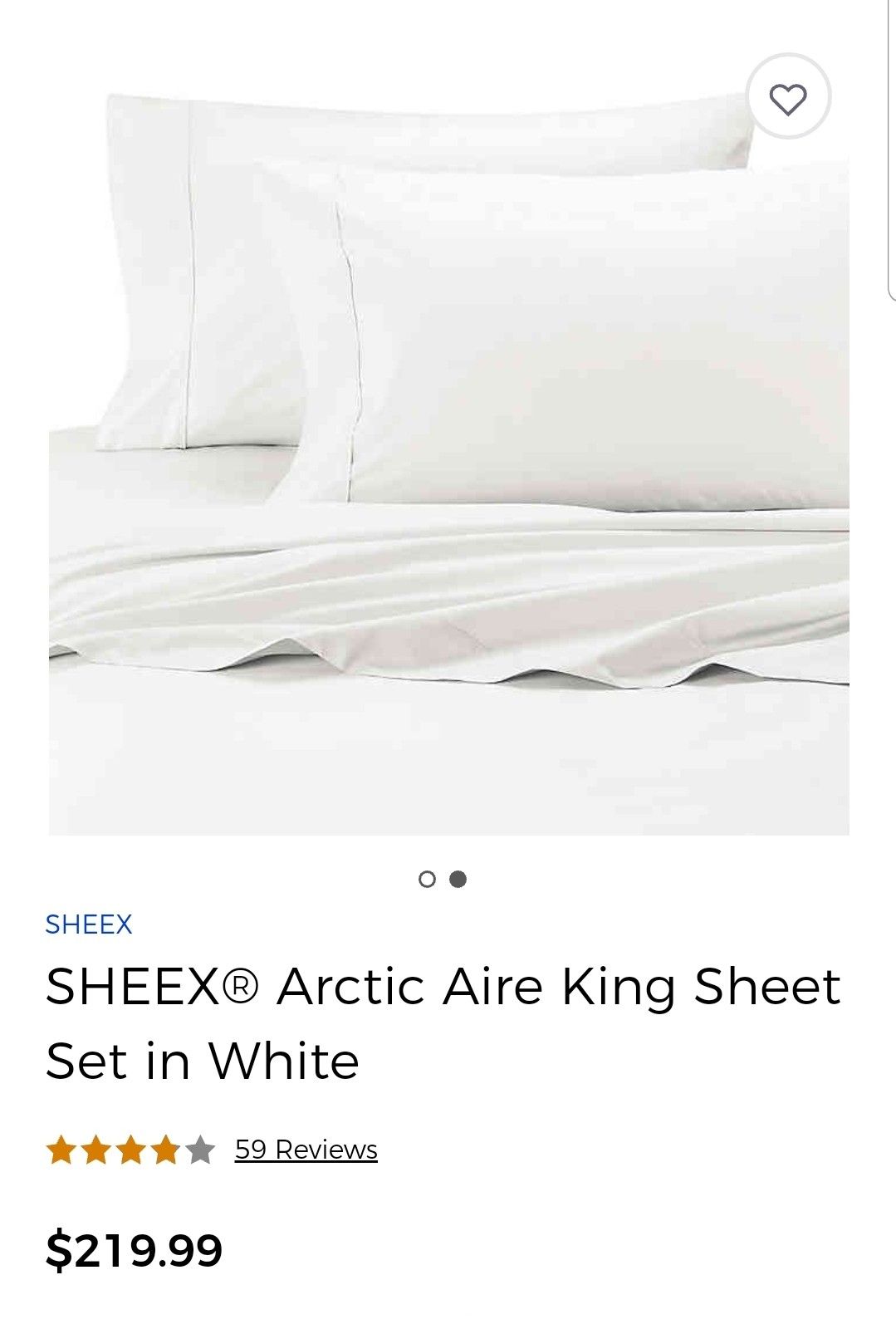 Sheex Arctic Aire - White King Sheets