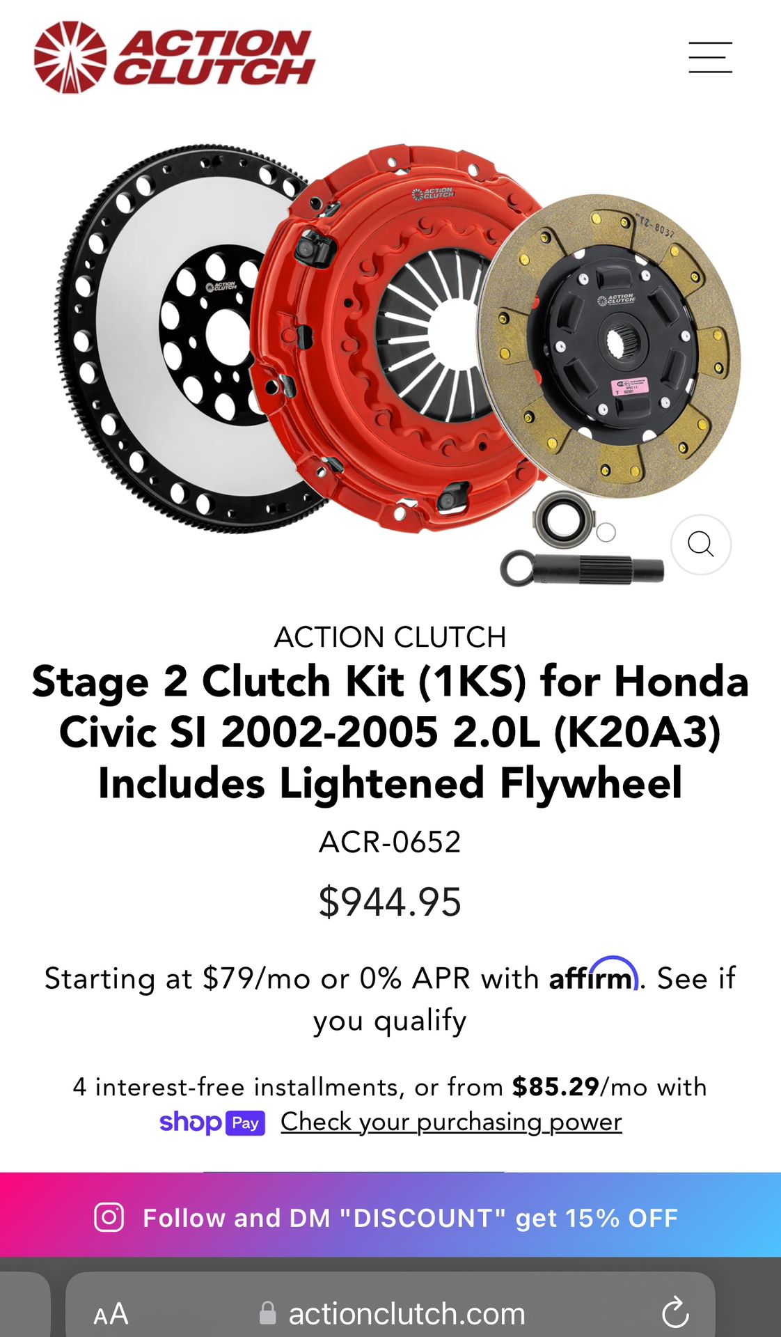 Stage 2 Clutch Kit for Honda K20