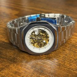 RealLux Men's Automatic Mechanical Watch Silver Stainless Steel Waterproof