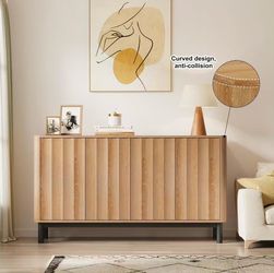 Modern Wood Sideboard Cabinet with Fluted Doors