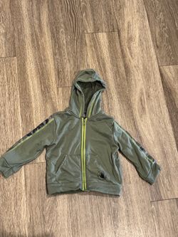 Kids Olive Green Zip-Up Hoodie