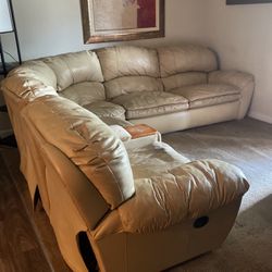 Real Leather Sofa bed With Recliners
