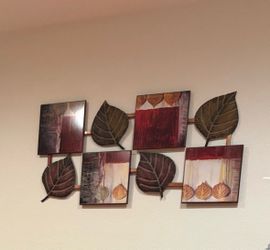 Metal Leaf and Tree Wall Art Decor