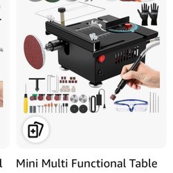 Mini Multi Functional Table Saw, mini Table Saws for Crafts, Portable Mini Desktop Electric Saw for Wood Cutting, Height & Angle Adjustable with More 