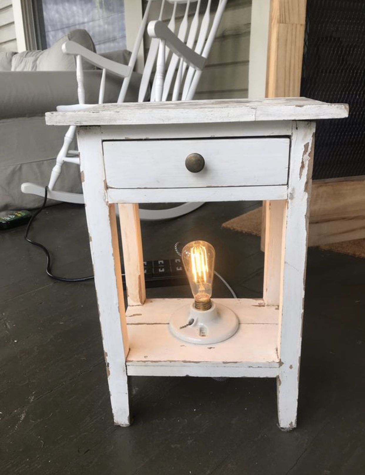 Vintage white lamp table