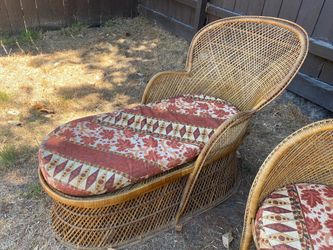 Wicker Rattan Lounge Chair with Cushion
