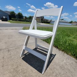 (90) White Wooden Folding Chairs