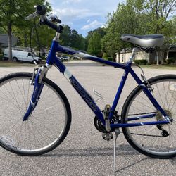Blue Cannondale Adventure Bike, Aluminum, 21” Frame, 700c Wheels, 24 Speed Shimano, Suspension Fork