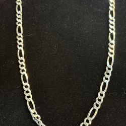 27” Sterling Silver Figaro Link Chain Necklace 925 Silver Chain Italian 76.6g
