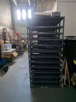 75" Industrial Steel Shelf (3) Shelving Bin Racks 13-tier Organizer