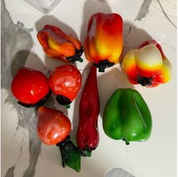 Hand-Blown Glass Peppers - Set of 8