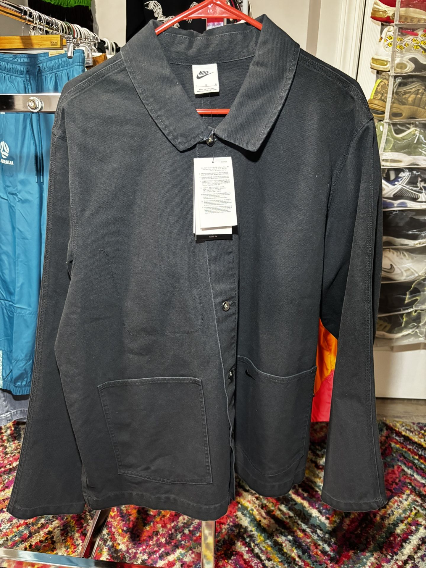 NEW Nike Life Chore Coat Canvas Denim Jacket BLACK Men's Size Large NWT